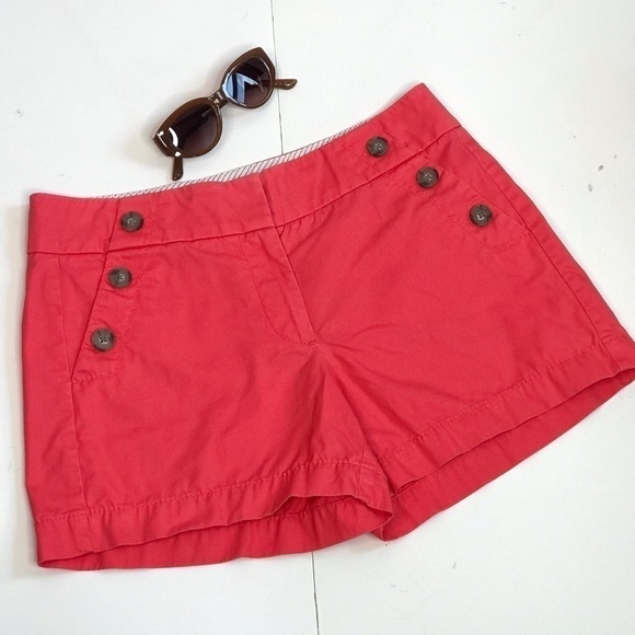 ANN TAYLOR LOFT The Riviera Short Red Orange Size 4 - Picture 11 of 14
